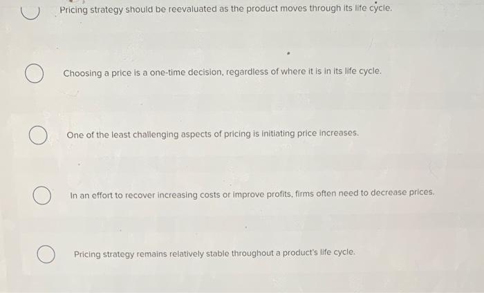 Pricing strategy should be reevaluated as the