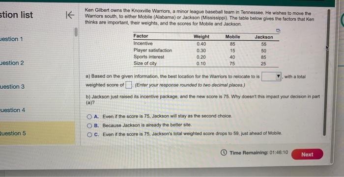 thinks are important, their weights, and the