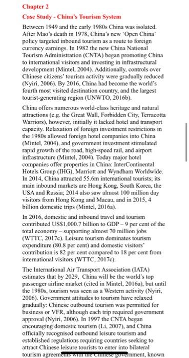 Chapter 2 Case Study - China's Tourism System