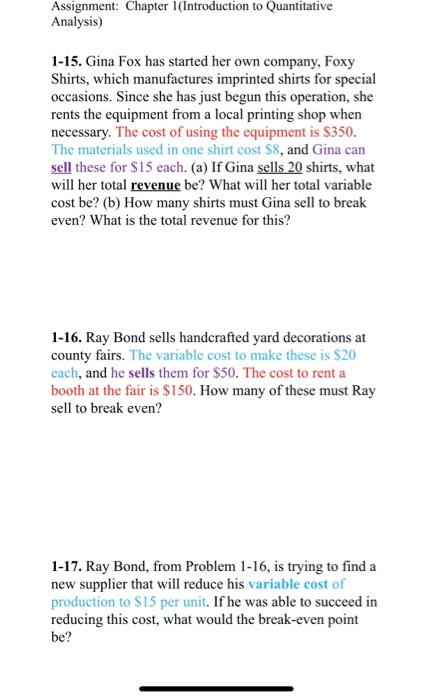 Operations research assignment solving
