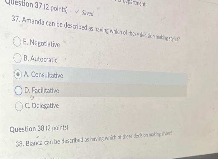 Amanda, Bianca, Candy, and Dawn are four managers