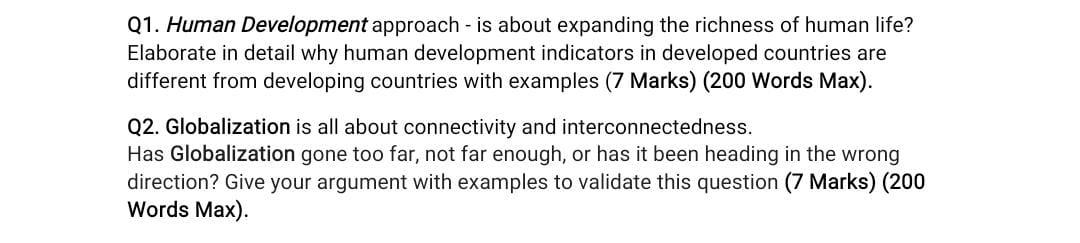 Q1. Human Development approach - is about