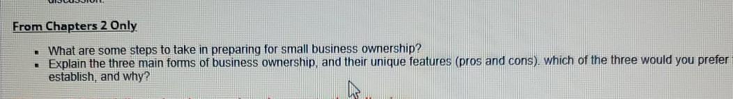 From Chapters 2 Only What are some steps to take