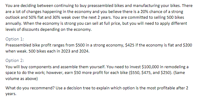 You are deciding between continuing to buy