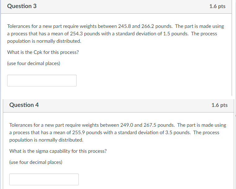 Tolerances for a new part require weights between