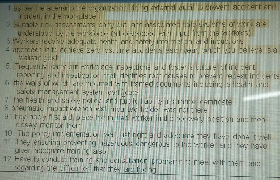 explain 1. as per the scenario the organization