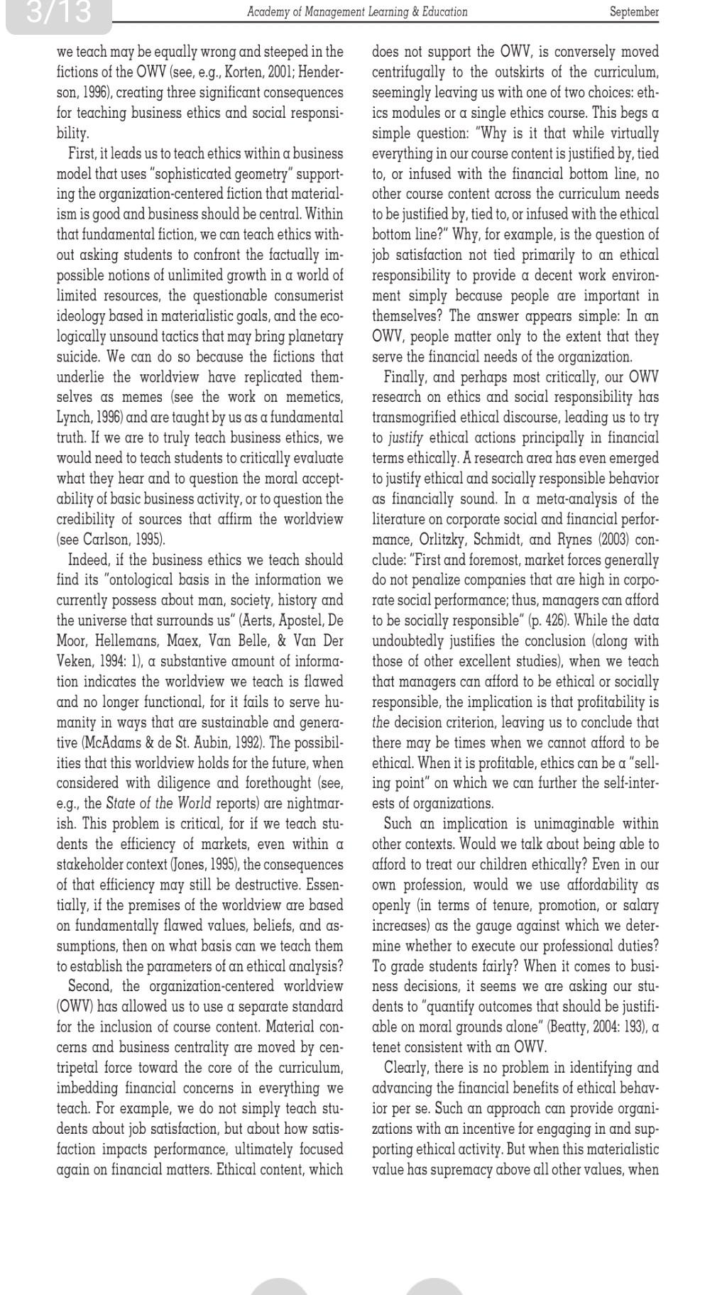 1)where do you see OWV and HWV? 2) What ethical