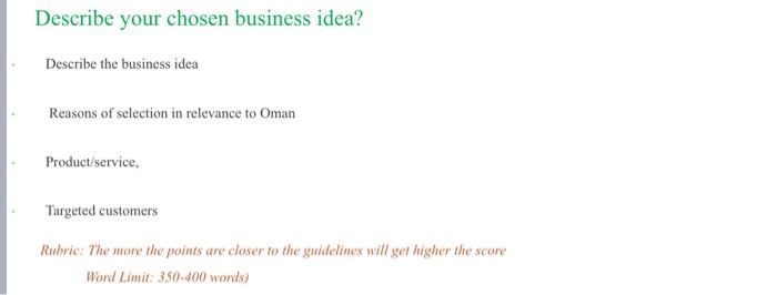 pleas help me now Describe your chosen business