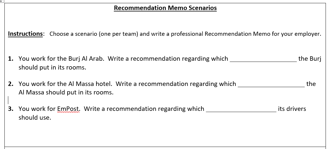 Write your memo here Heading (Memorandum,