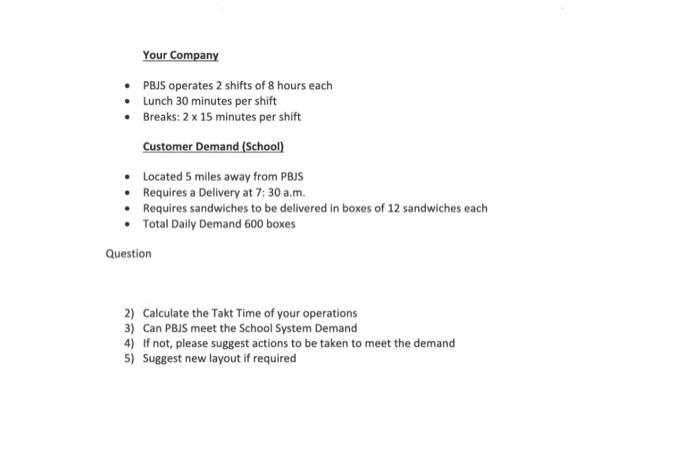 Your Company - PBJS operates 2 shifts of 8 hours