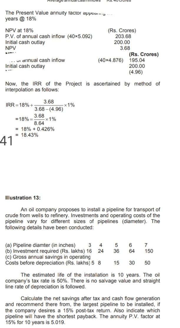 nek The Present Value annuity factor appear years