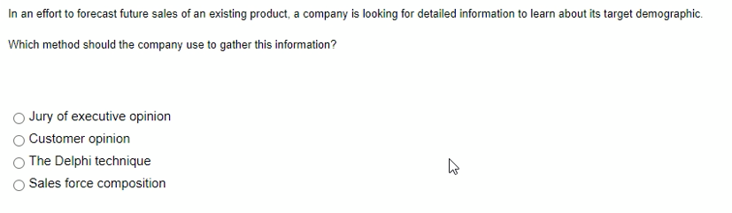 A sales manager applies a costing method that