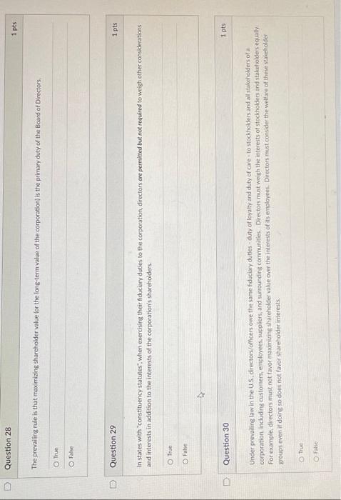 Question 28 The prevailing rule is that