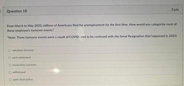 18 From March to May 2020, millions of Americans
