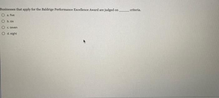 criteria Businesses that apply for the Baldrige