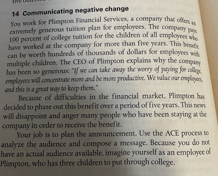 14 Communicating negative change You work for