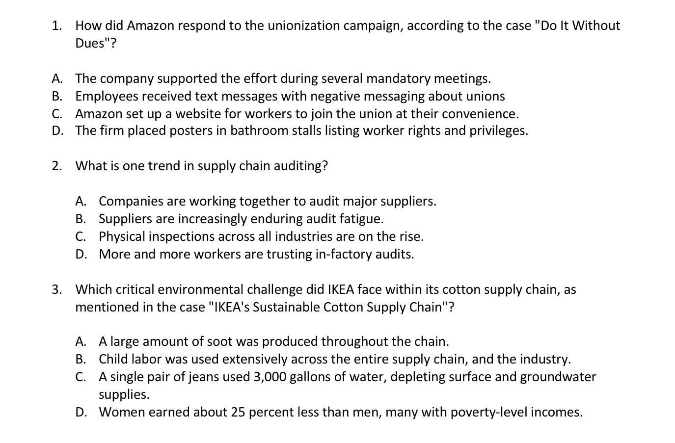 1. How did Amazon respond to the unionization