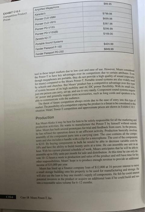 Mears Power-T, Inc. CASE 18 Ray Mears has