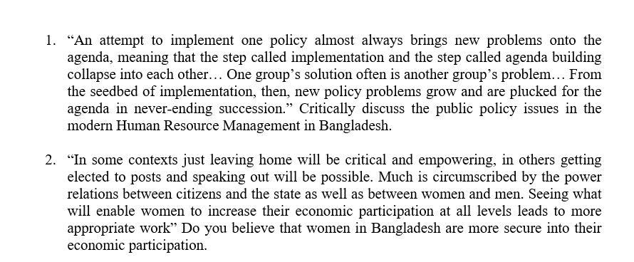 1. An attempt to implement one policy almost