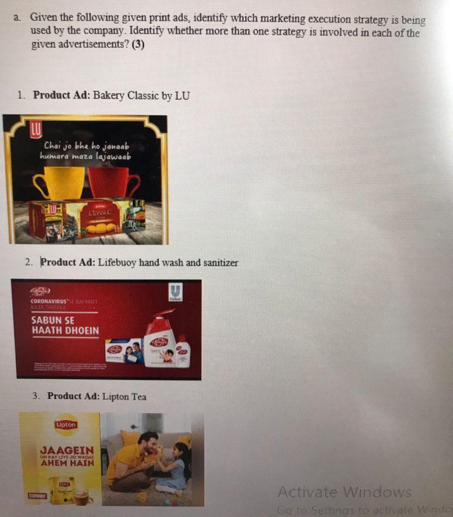 a. Given the following given print ads, identify