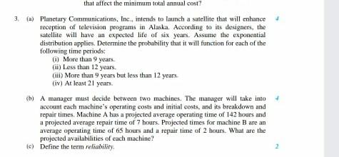 that affect the minimum total annual cost? 3. (a)