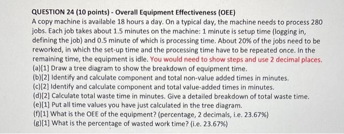 QUESTION 24 (10 points) - Overall Equipment