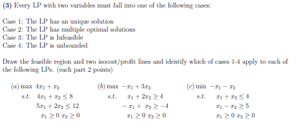 (3) Every LP with two variables must fall into