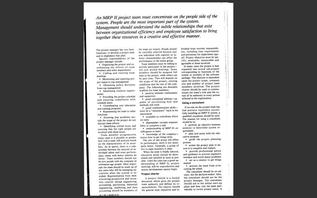 Read the following case on MRPII/ERP (Enterprise