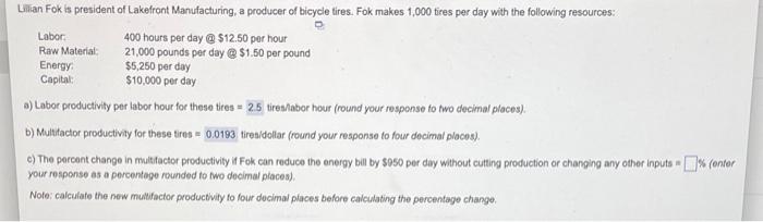 part c. thank you! Raw Material Lillian Fok is