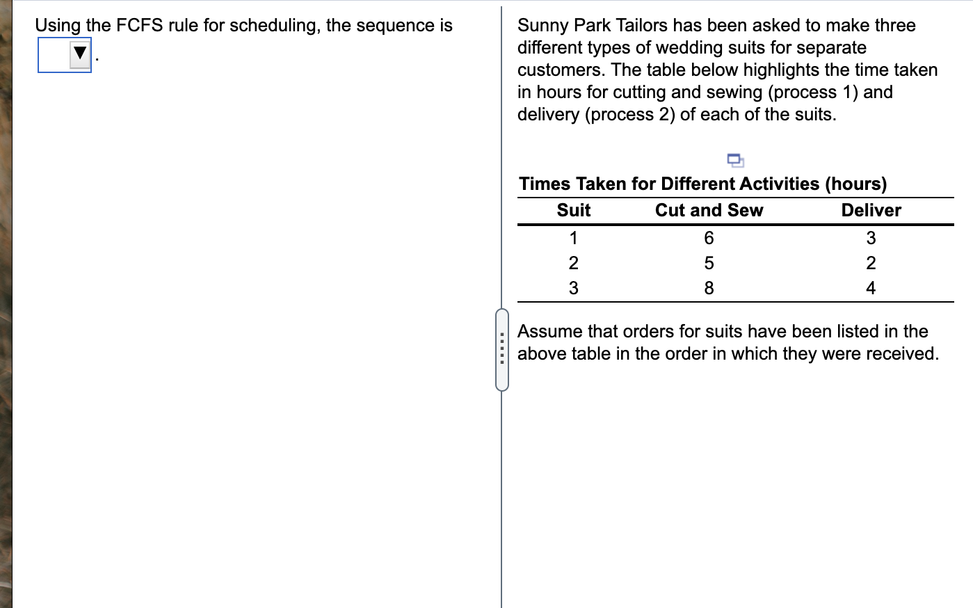 1)Using the FCFS rule for scheduling, the