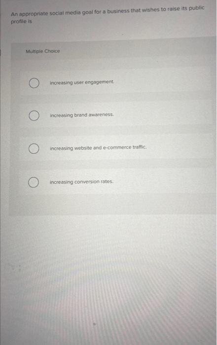 An appropriate sociai media gool for a business