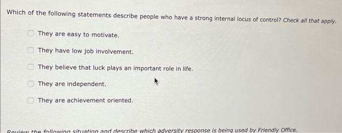 Which of the following statements describe people