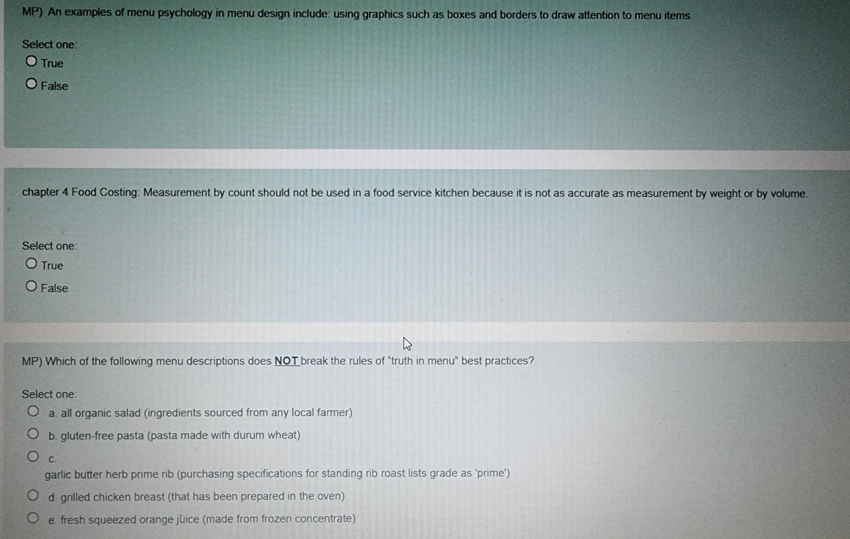 MP) An examples of menu psychology in menu design