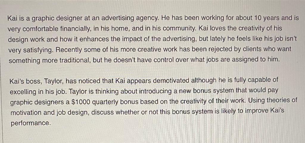 Kai is a graphic designer at an advertising