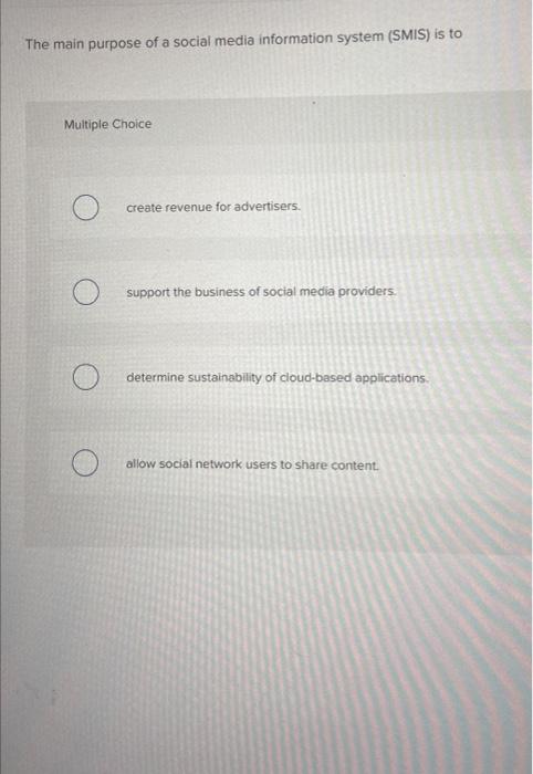 The main purpose of a social media information