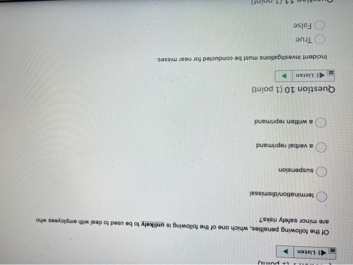 1 pun Listen Of the following penalties, which