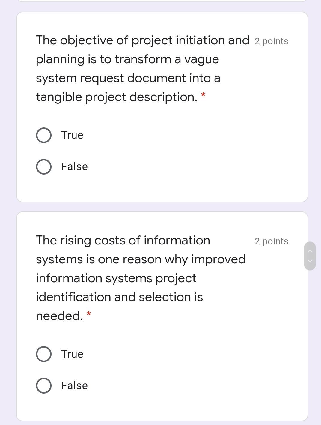  2 points Projects identified by top management have a cross-functional focus.