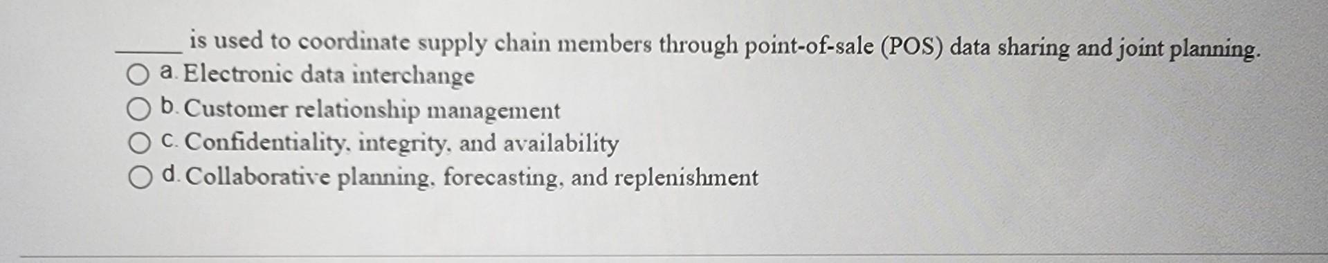 :) is used to coordinate supply chain members