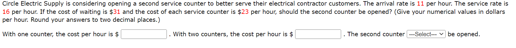 Circle Electric Supply is considering opening a