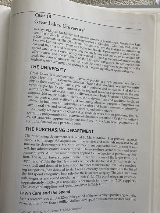 Q Assignment Overview Case Study 13: Great Lakes