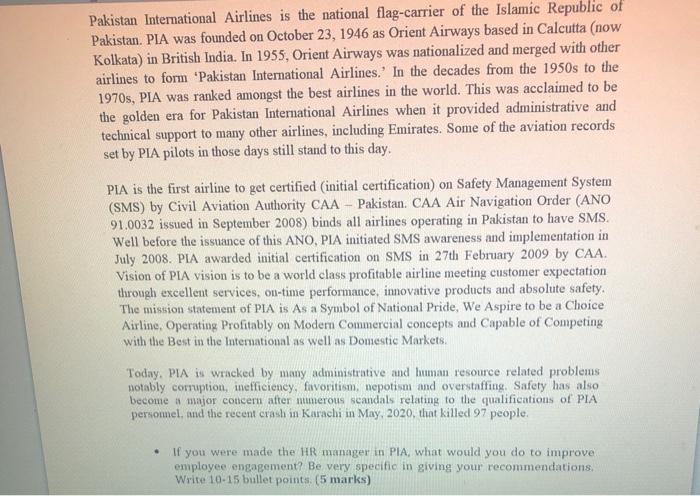 this is an hrm question Pakistan International