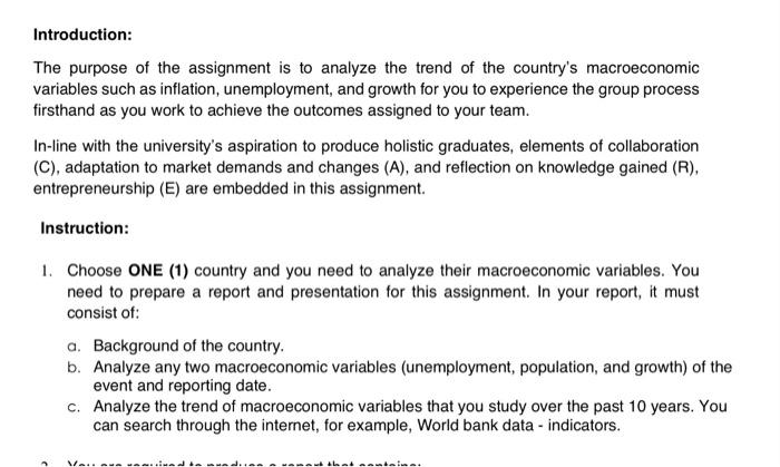 Introduction: The purpose of the assignment is to