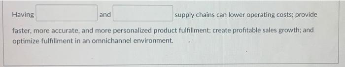 Having and supply chains can lower operating
