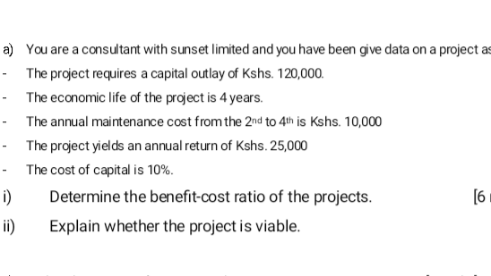 a) You are a consultant with sunset limited and