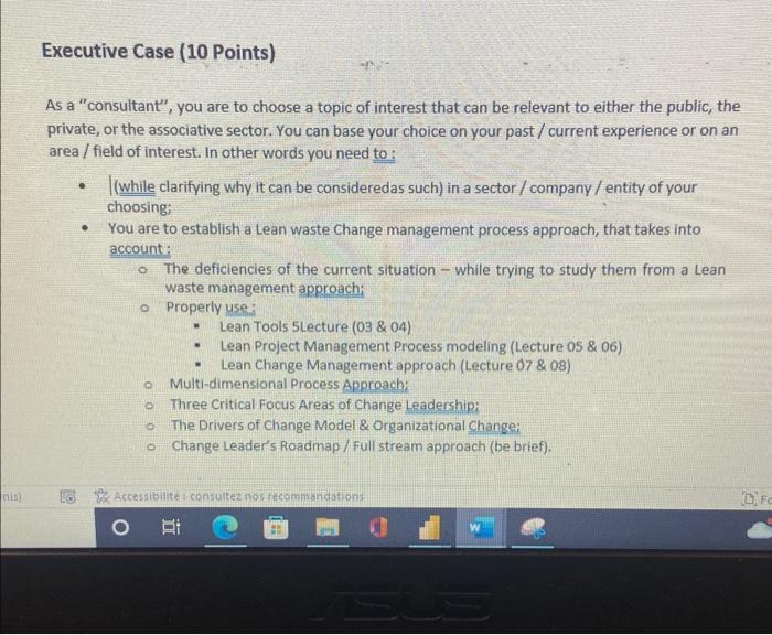 As a "consultant", you are to choose a topic of