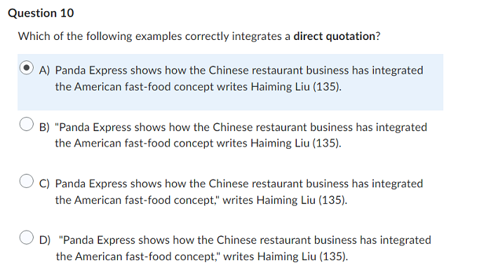 Which of the following examples correctly