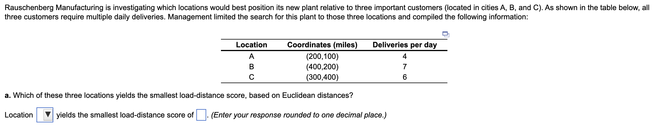 b. Which of these locations is best based on