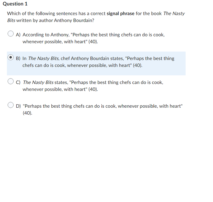 Which of the following sentences has a correct