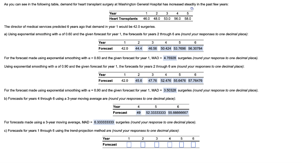 As you can see in the following table, demand for