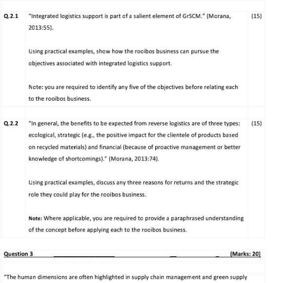 Q.2.1 "Integrated logistics support is part of a